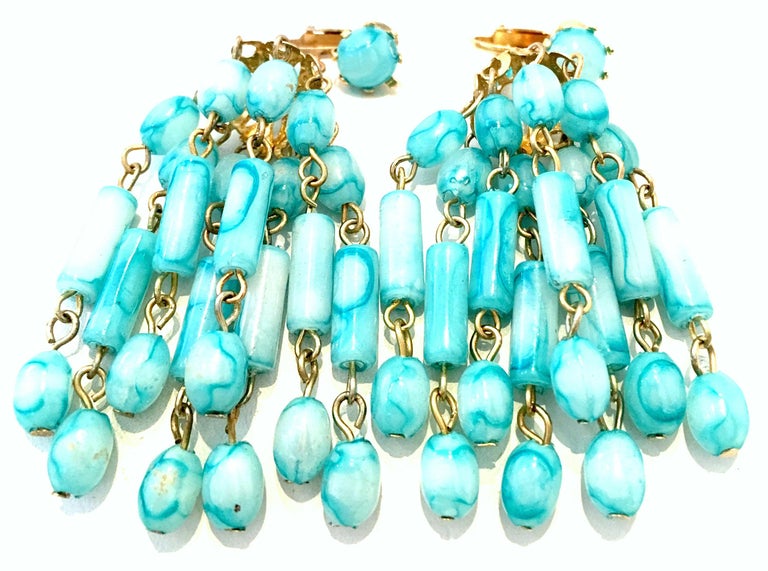 20th Century Pair Of Gold and Lucite Bead Dangle EarringsHong Kong at