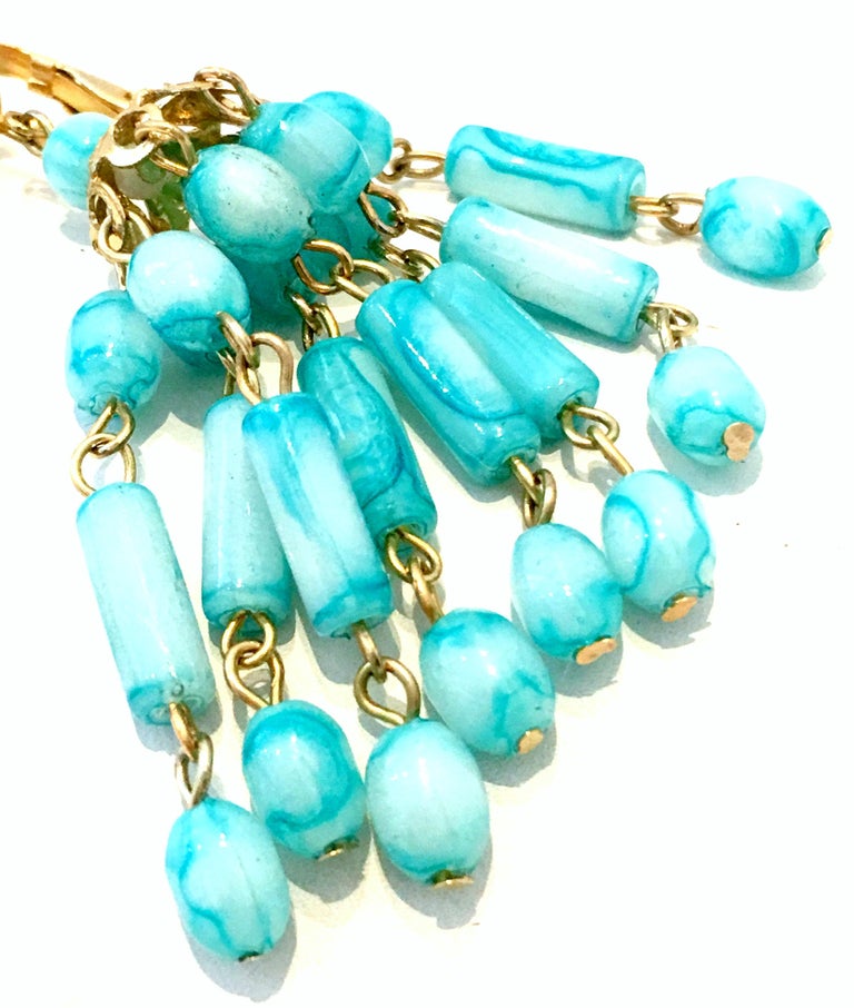 20th Century Pair Of Gold and Lucite Bead Dangle EarringsHong Kong at