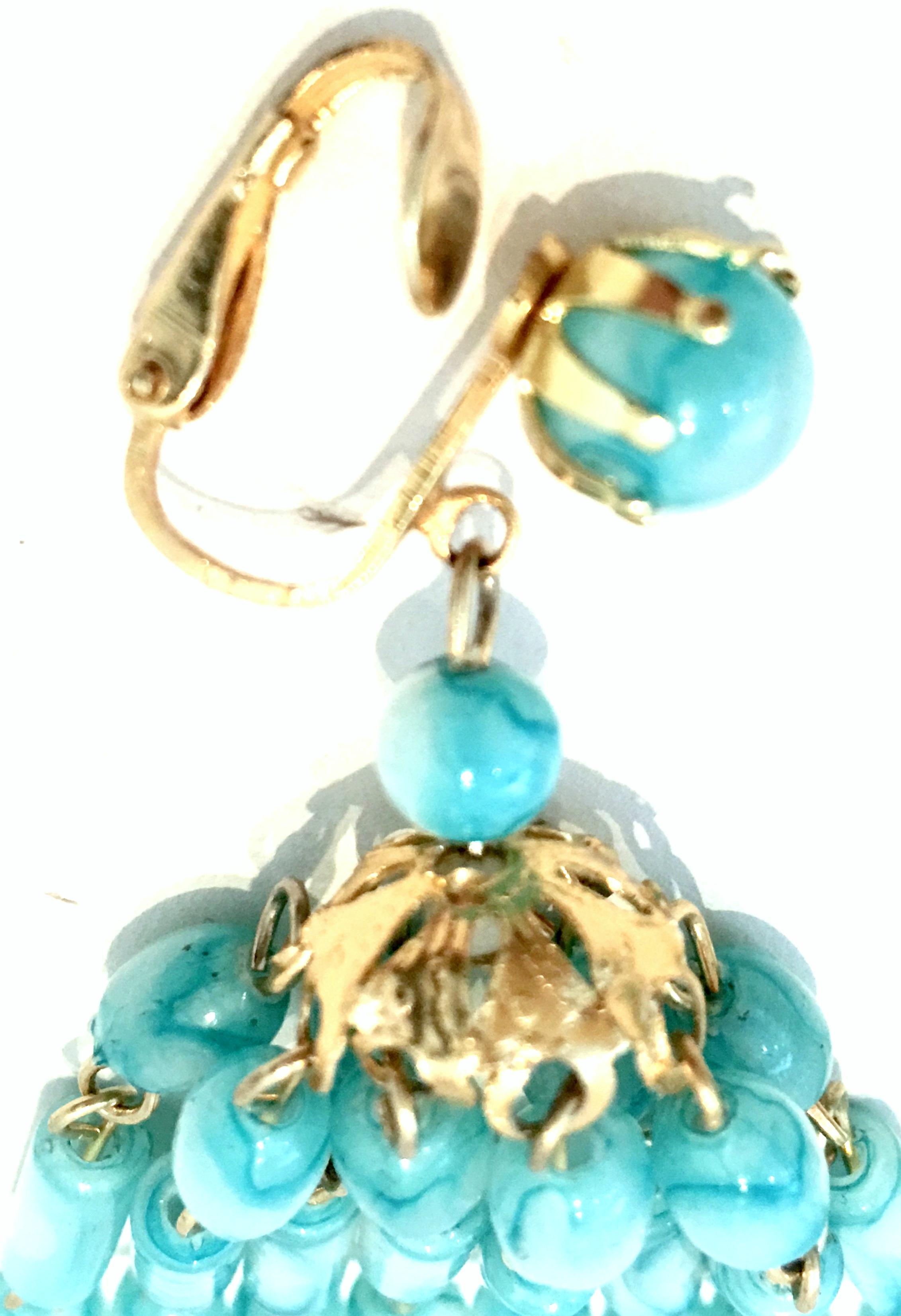 20th Century Pair Of Gold & Lucite Bead Dangle Earrings-Hong Kong For Sale 2