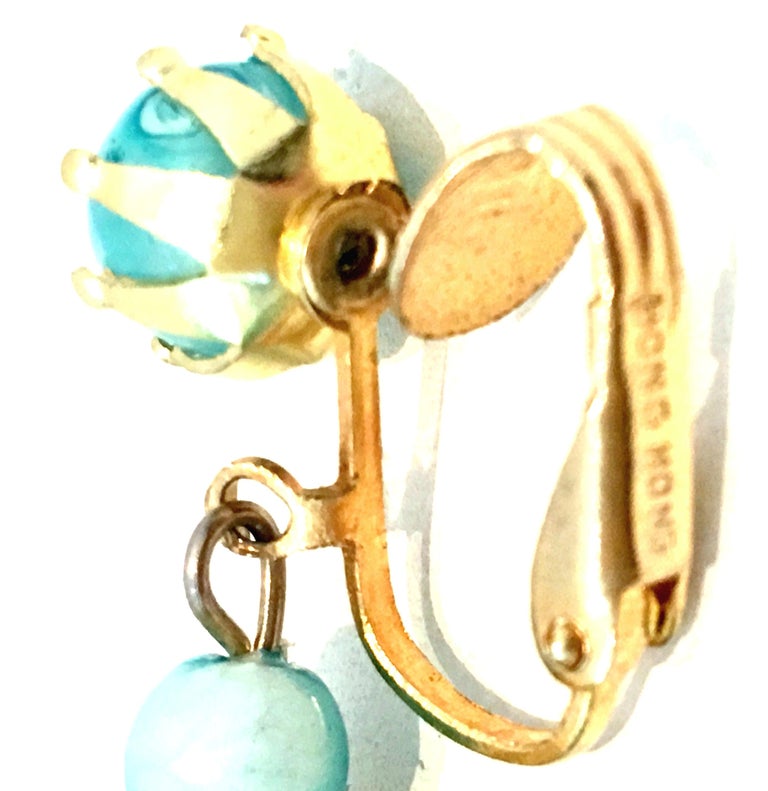 20th Century Pair Of Gold and Lucite Bead Dangle EarringsHong Kong at