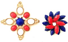 20th Century Pair Of Gold Patriotic Brooches By, Sarah Coventry