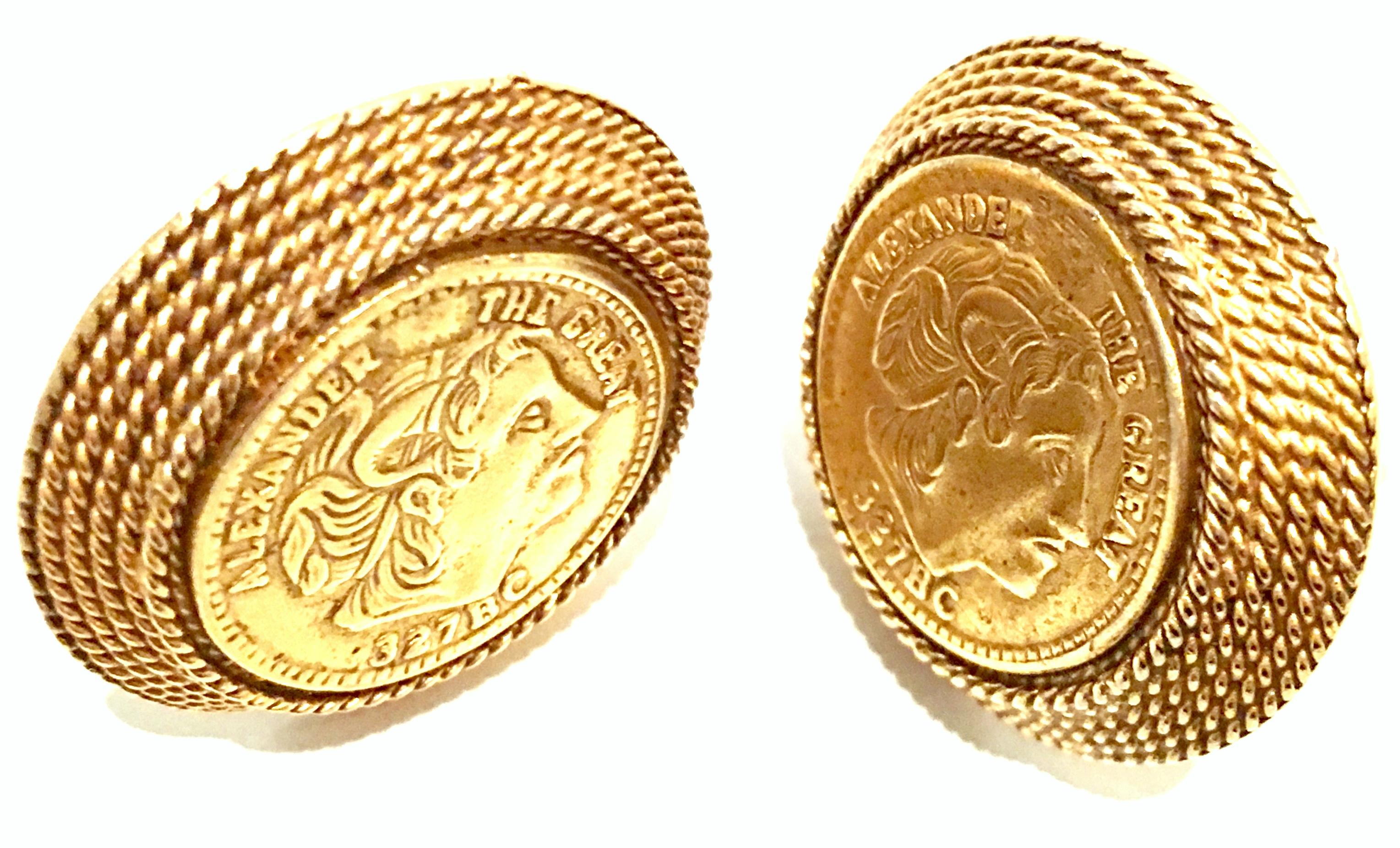 Women's or Men's 20th Century Pair Of Gold Plate Greek 