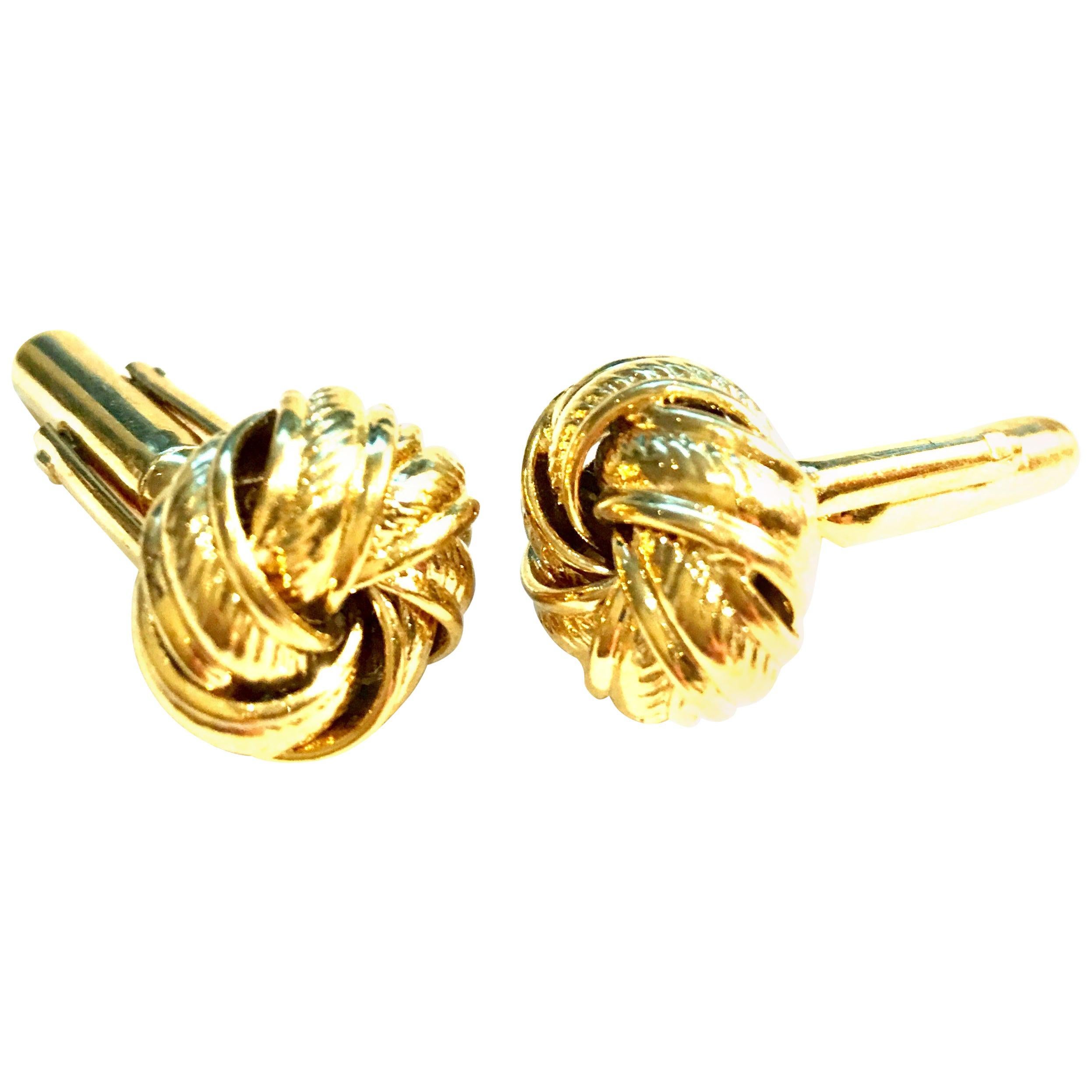 20th Century Pair Of Gold Plate "Love Knot" Cufflinks For Sale