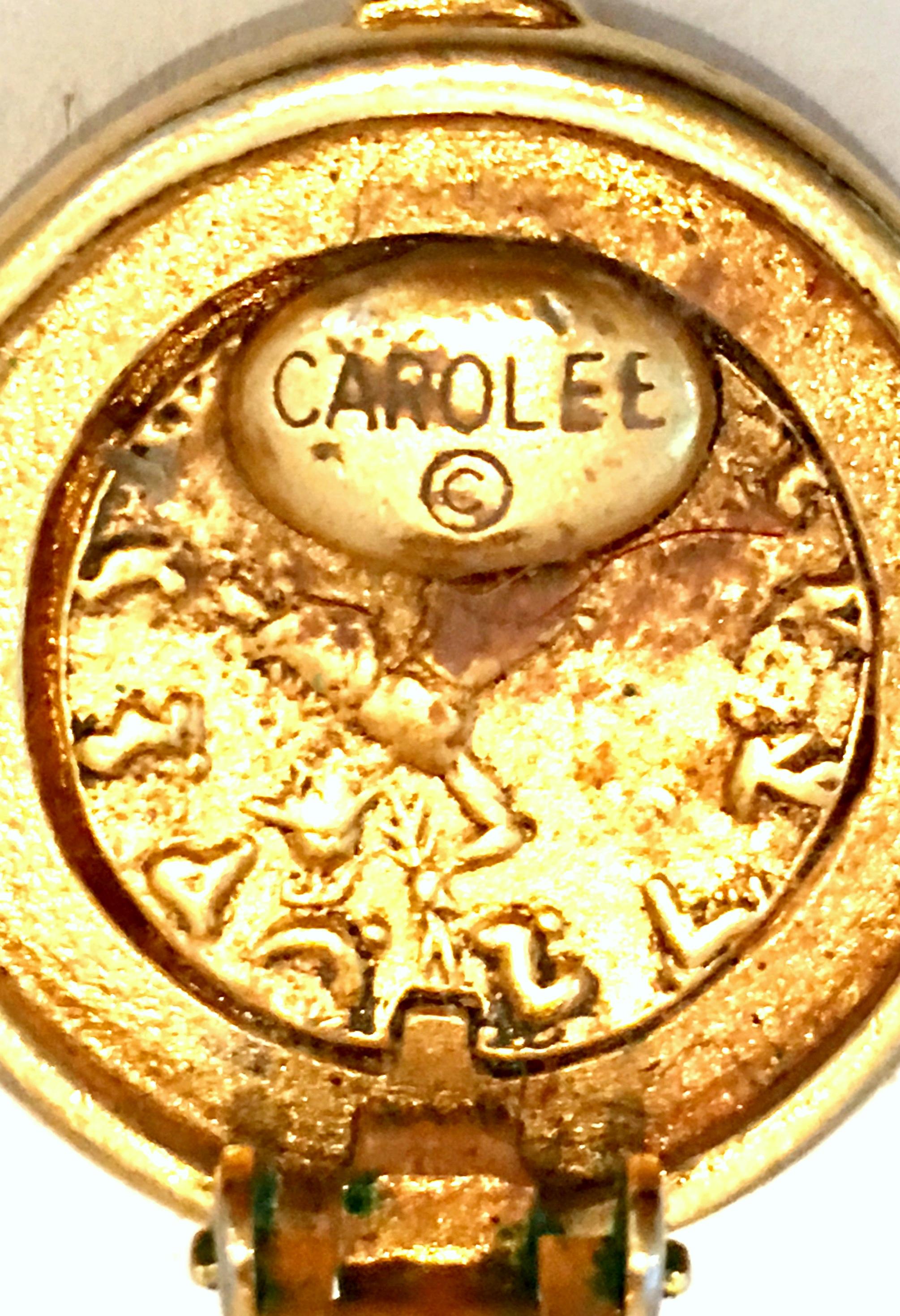 20th Century Pair Of Gold Plate Roman Coin Earrings By, Carolee In Good Condition For Sale In West Palm Beach, FL