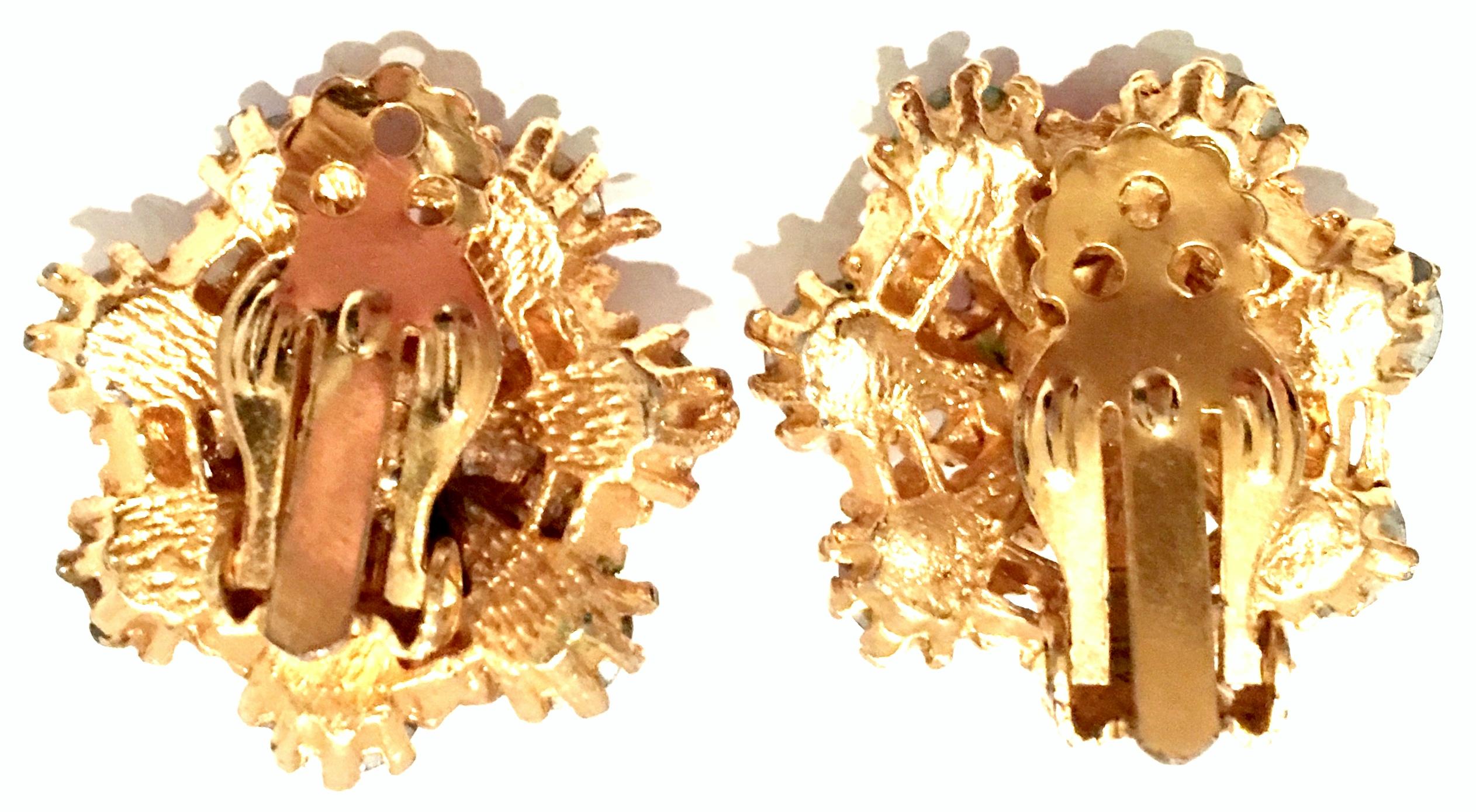 20th Century Pair Of Gold Plate & Swarovski Crystal Earrings 6