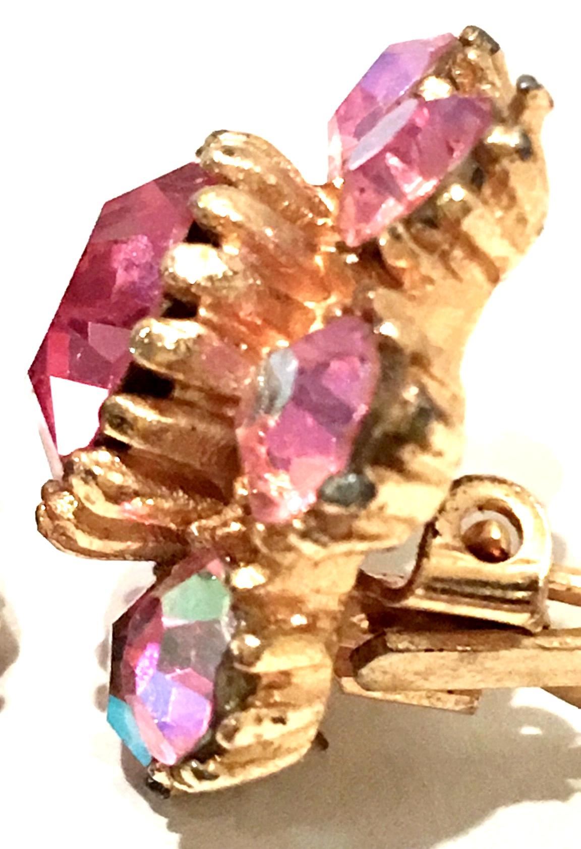 20th Century Pair Of Gold Plate & Swarovski Crystal Earrings 4