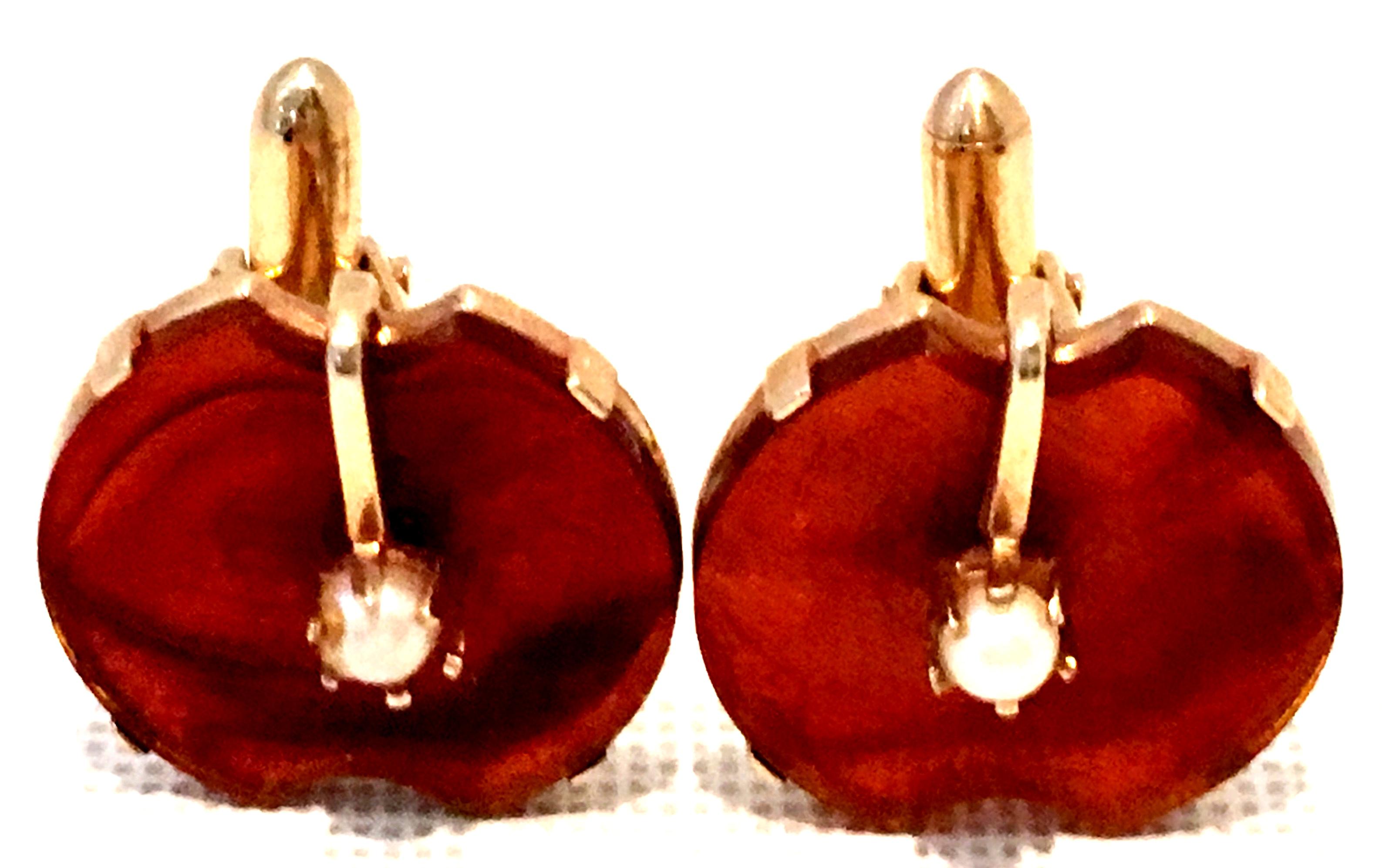 20th Century Pair Of Gold, Tortoise & Pearl Cufflinks By, Swank In Good Condition In West Palm Beach, FL