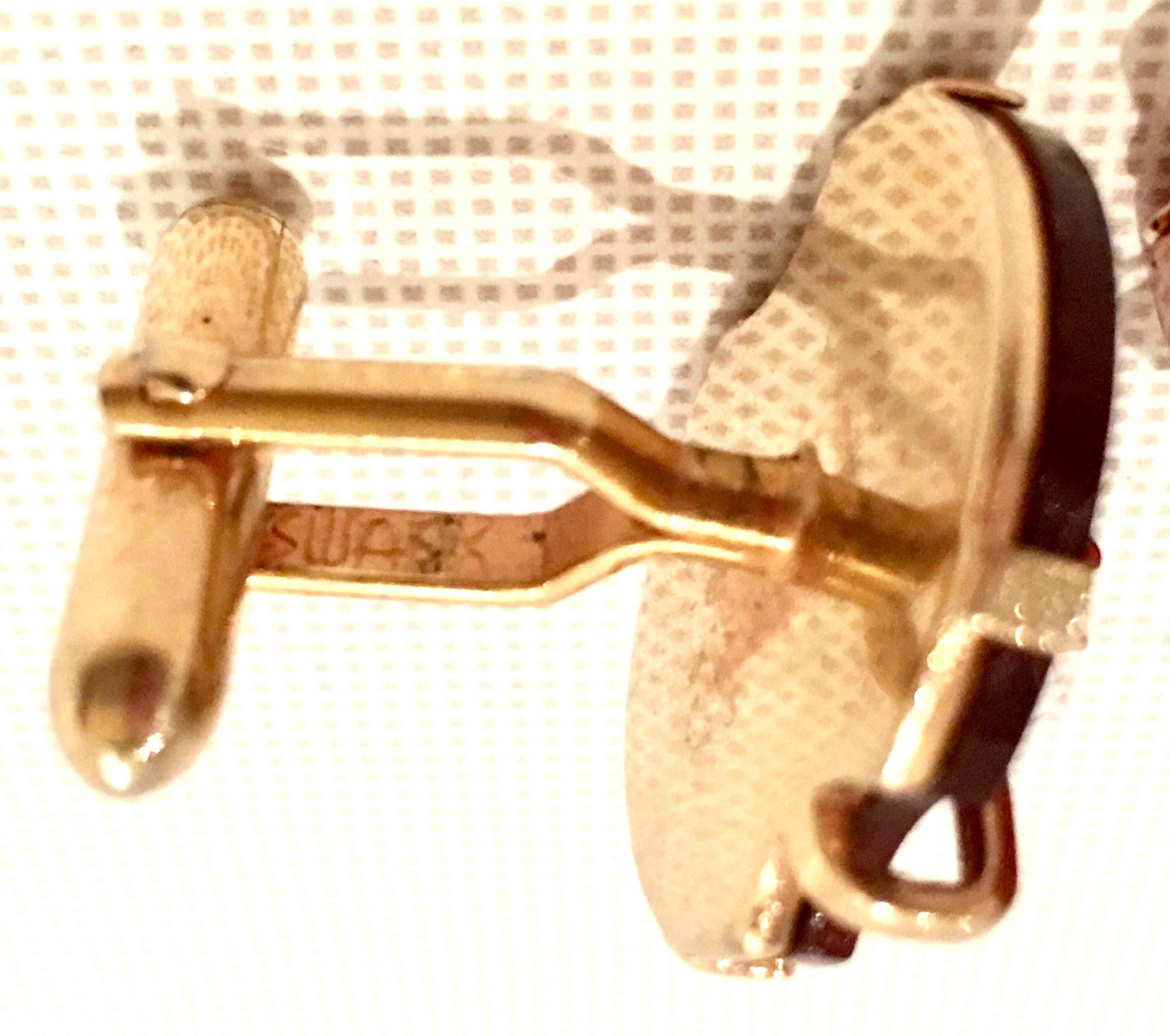 20th Century Pair Of Gold, Tortoise & Pearl Cufflinks By, Swank 3