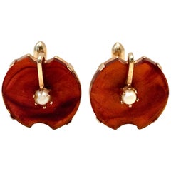 20th Century Pair Of Gold, Tortoise & Pearl Cufflinks By, Swank