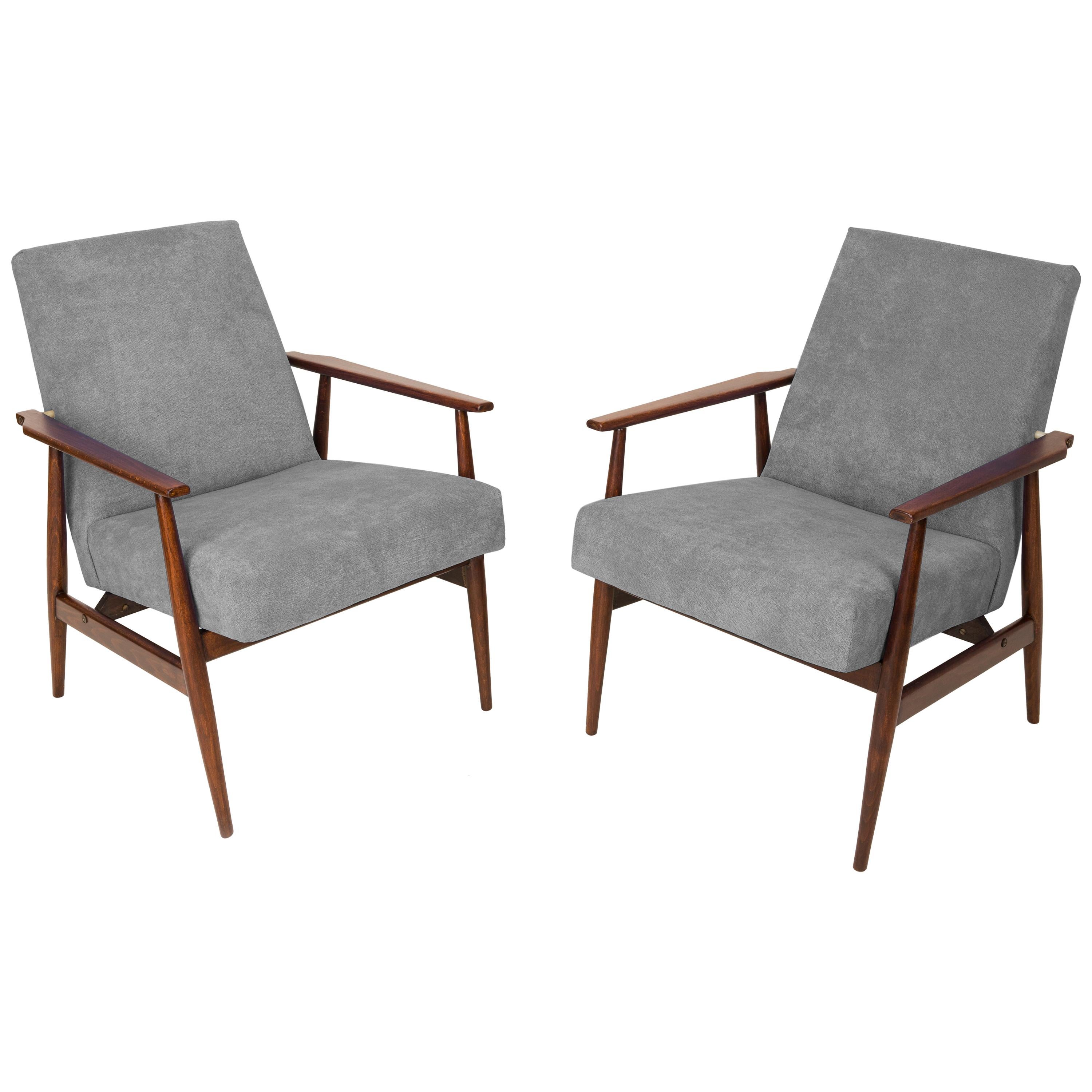 Paar graue Dante-Sessel des 20. Jahrhunderts, H. Lis, 1960er Jahre