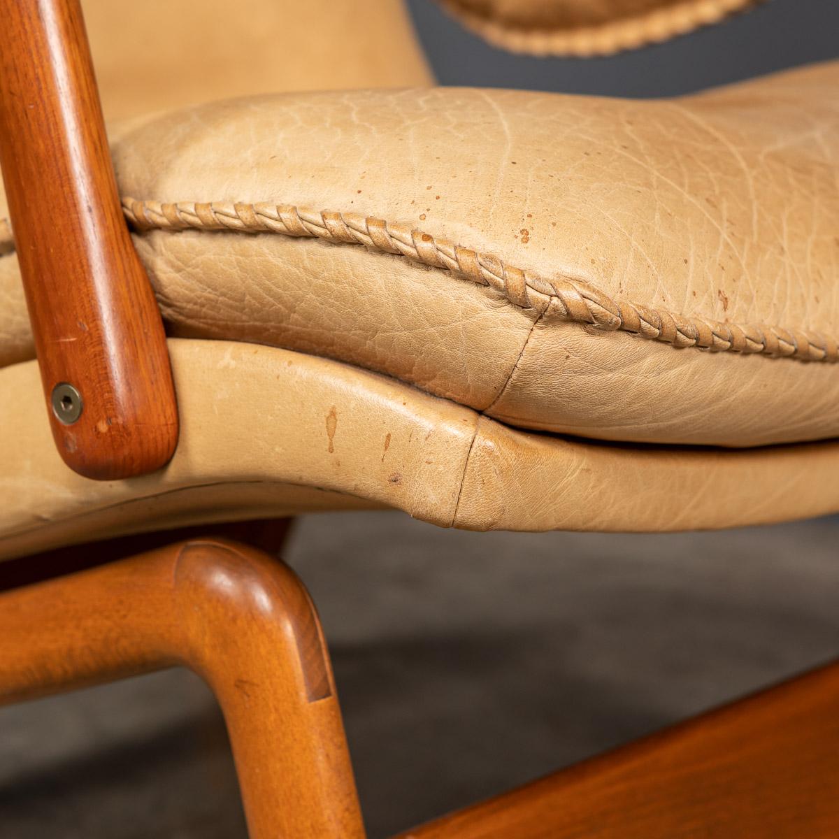 20th Century Pair of Ikea Leather & Teak Chairs, 1960s 7