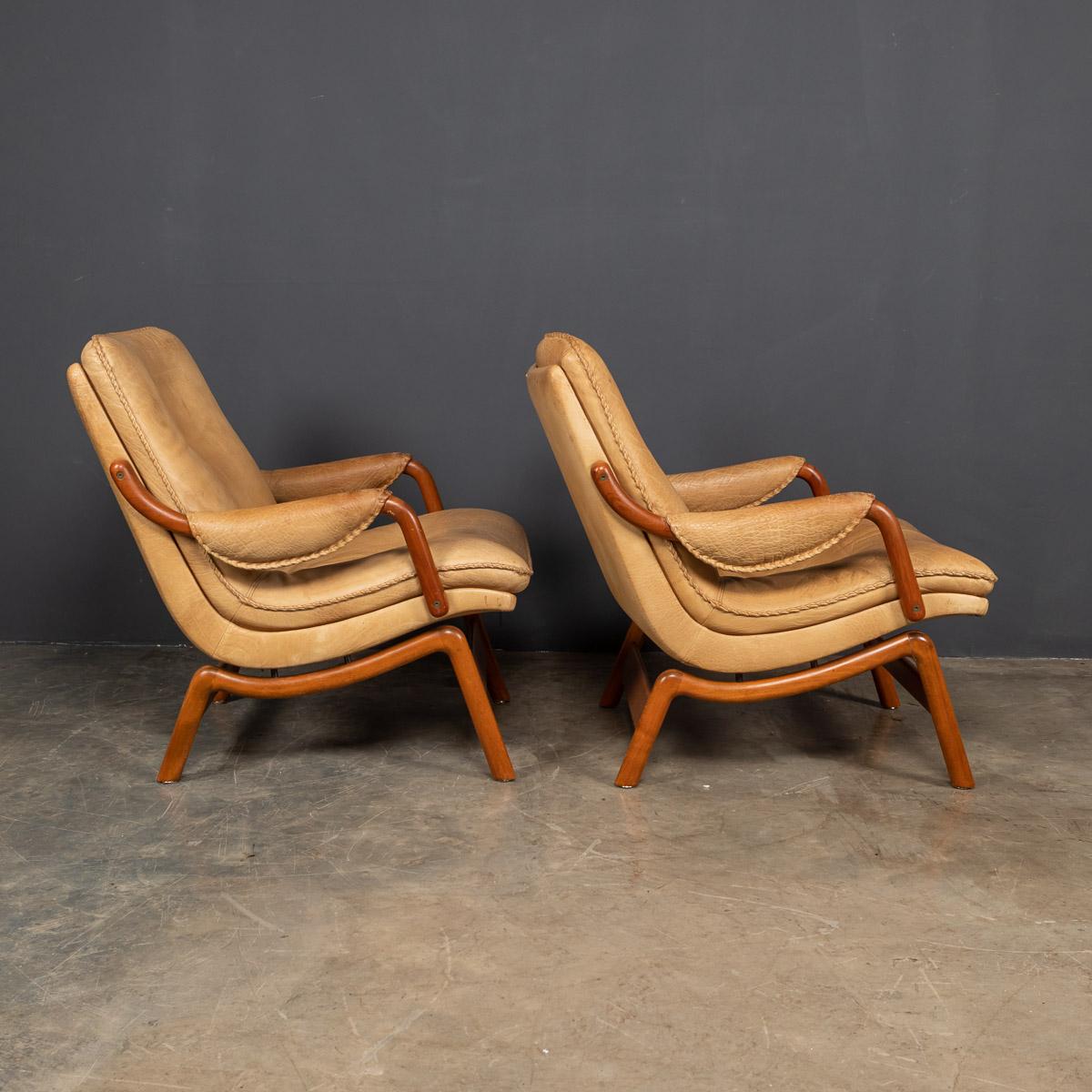 20th Century Pair of Ikea Leather & Teak Chairs, 1960s 1