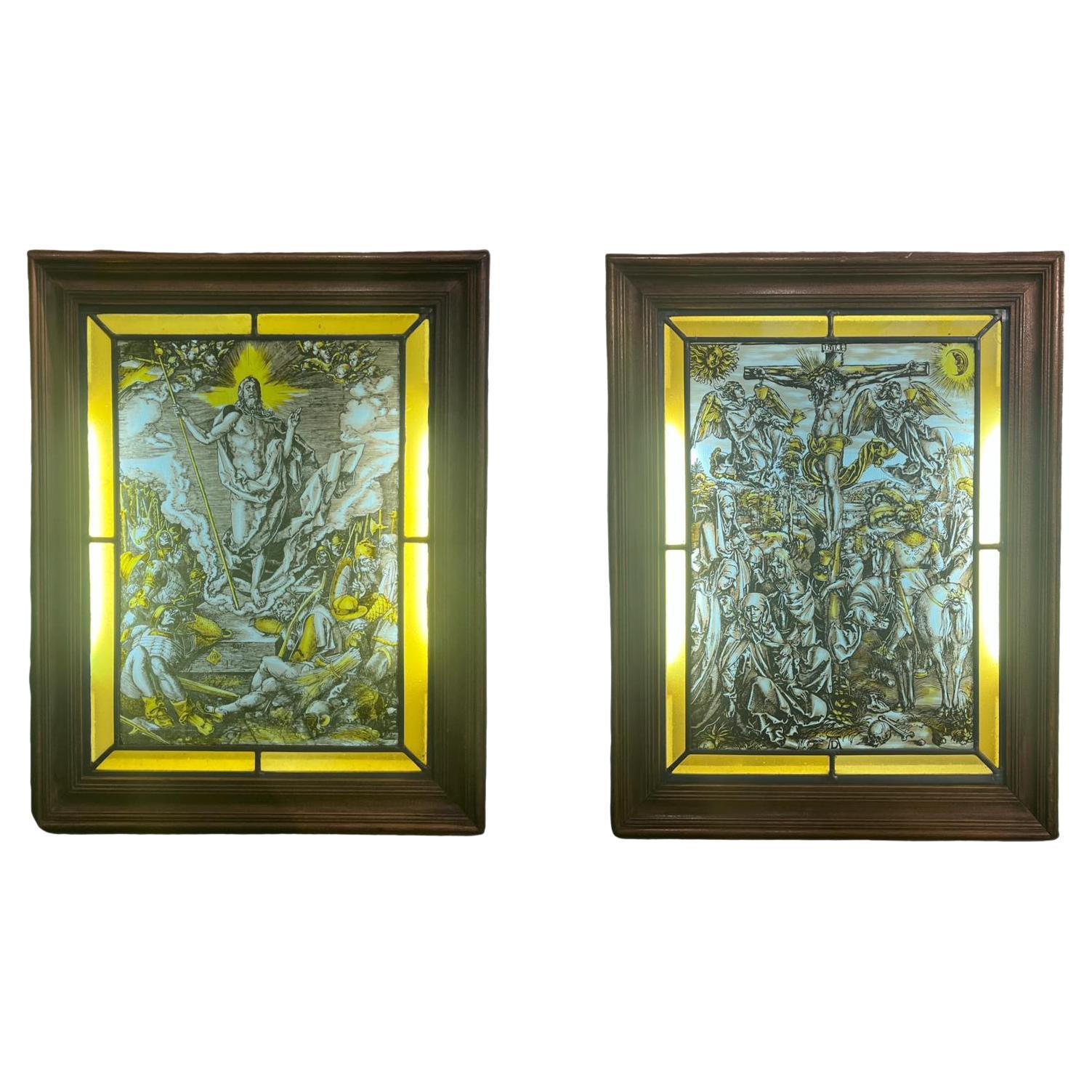 20th Century Pair of Illuminated Panels  For Sale