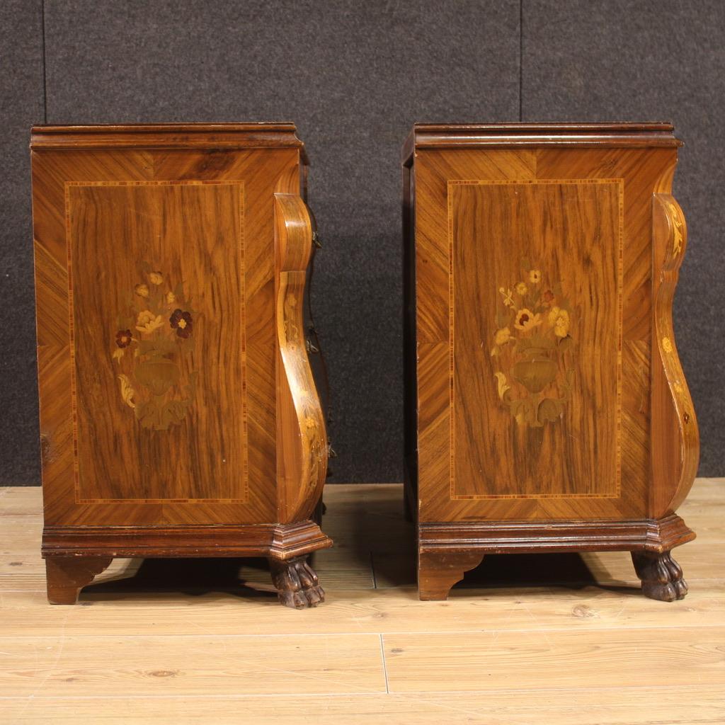 20th Century Pair of Inlaid Wood Italian Bedside Tables, 1960 7