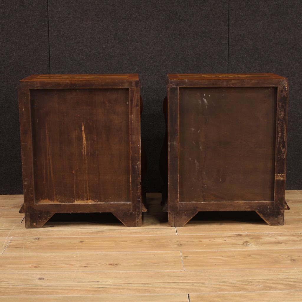 20th Century Pair of Inlaid Wood Italian Bedside Tables, 1960 6
