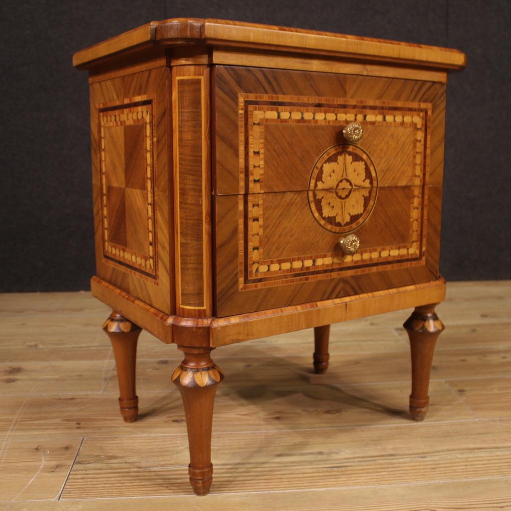 20th Century Pair of Inlaid Wood Louis XVI style Italian Bedside Tables, 1970 4