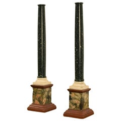 20th Century, Pair of Italian Antique Style Polychrome Marble Columns