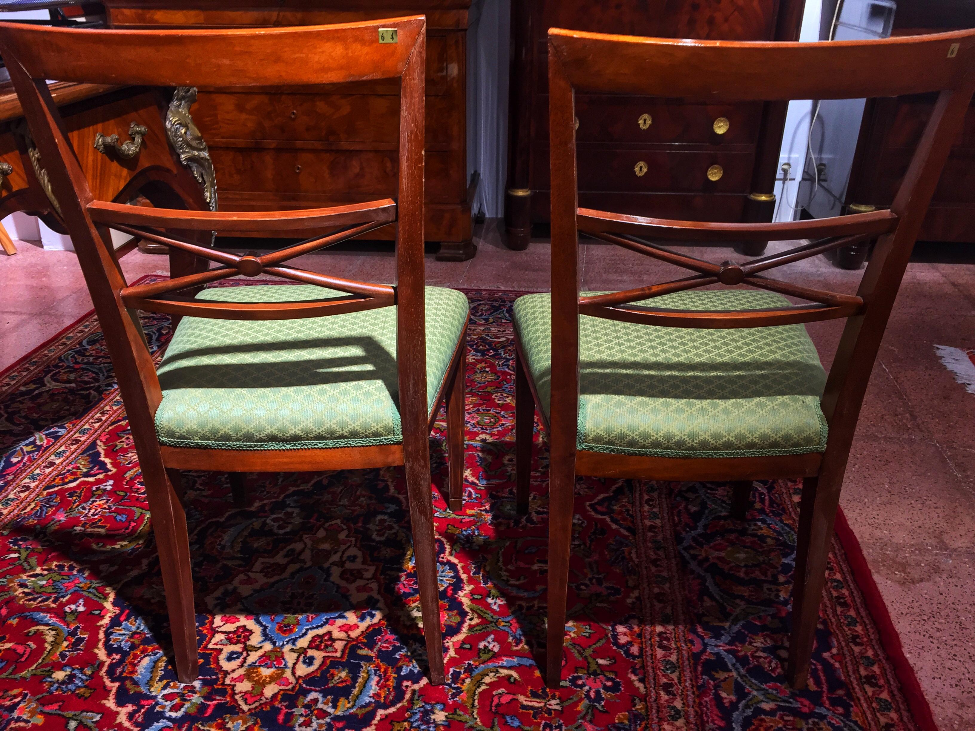 Pair of Early 20th Century Louis XVI Walnut Italian Chairs LAST PRICE For Sale 9