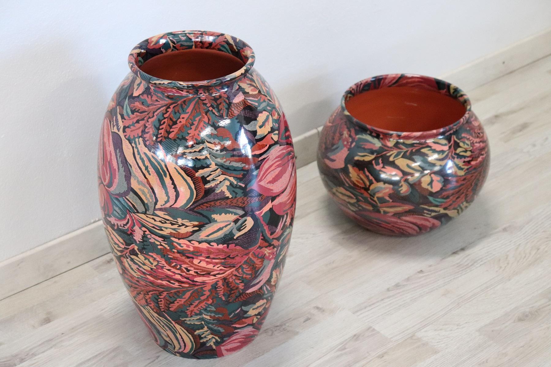 20th Century Pair of Italian Design Ceramic Vases, 1980s 1