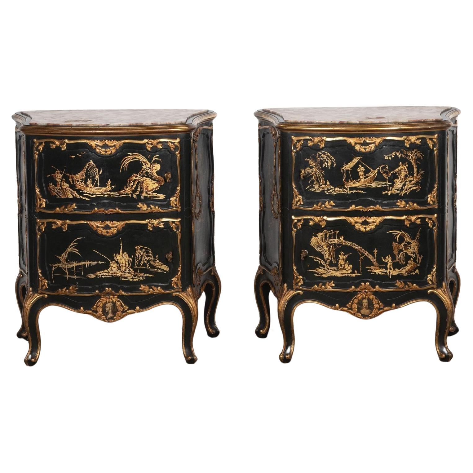 20th Century Pair of Italian Japanned Commodes