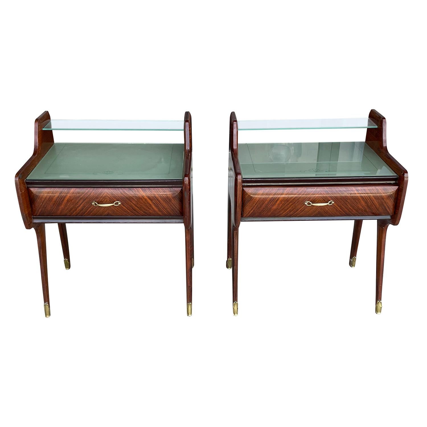Mid-Century Modern 20th Century Pair of Italian Nightstands, Rosewood Side Tables by Paolo Buffa