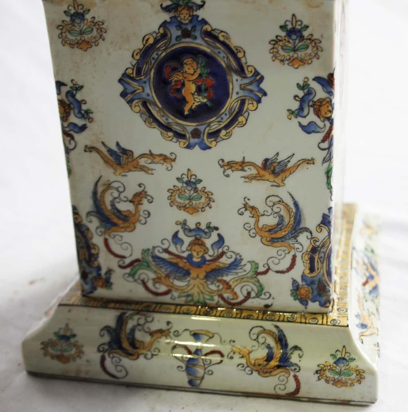 20th Century Pair of Italian Obelisks, Hand-Painted Porcelain For Sale 2
