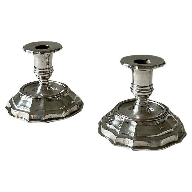 20th Century Pair of Italian Silver Candlesticks Milan  For Sale