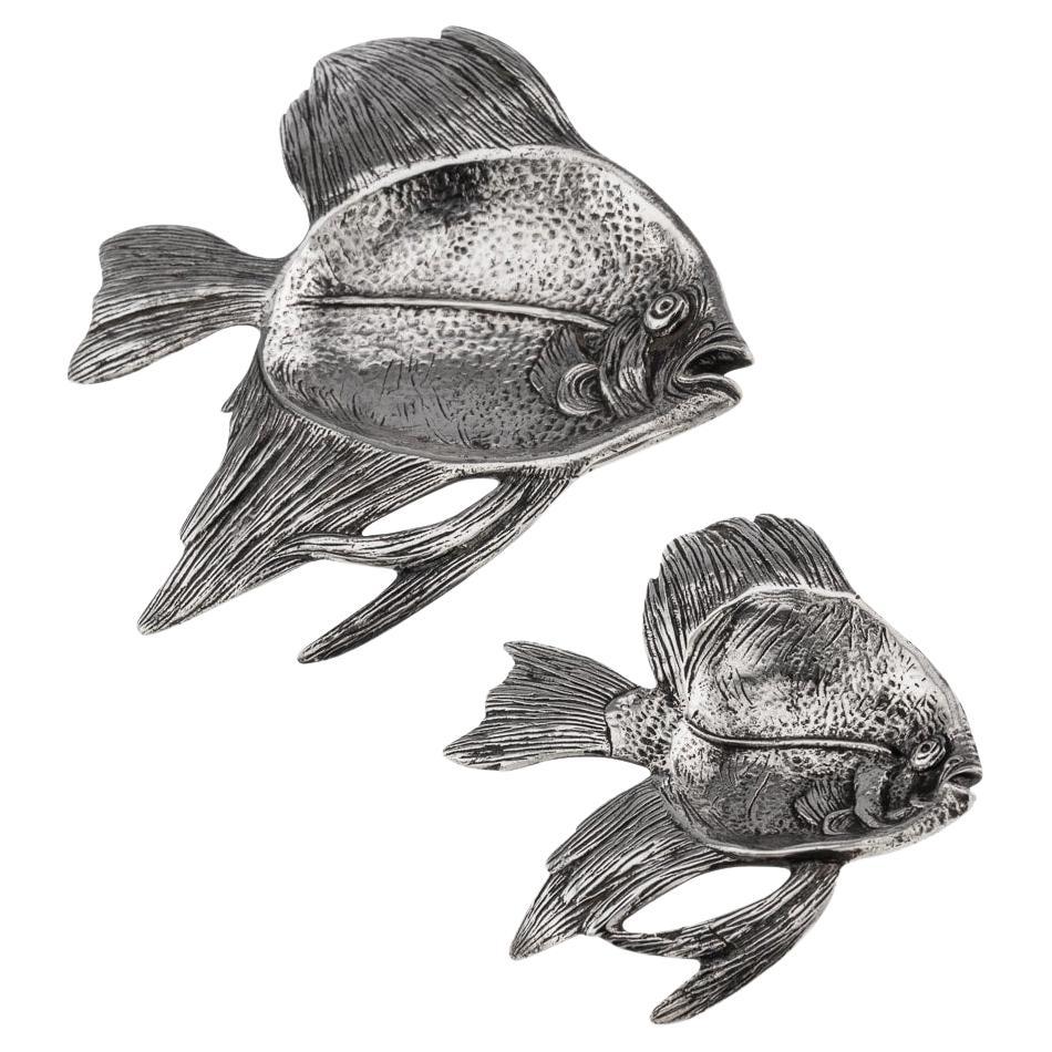20th Century Pair Of Italian Solid Silver Fish Dishes, Gianmaria Buccellati For Sale