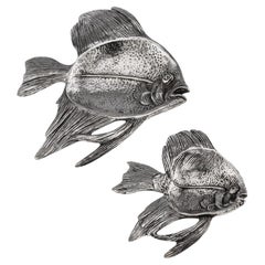 Paar italienische Fischschalen aus massivem Silber des 20. Jahrhunderts, Gianmaria Buccellati