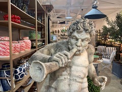 20th Century Pair of Italian Triton Garden Statues - Antique Marble Sculptures