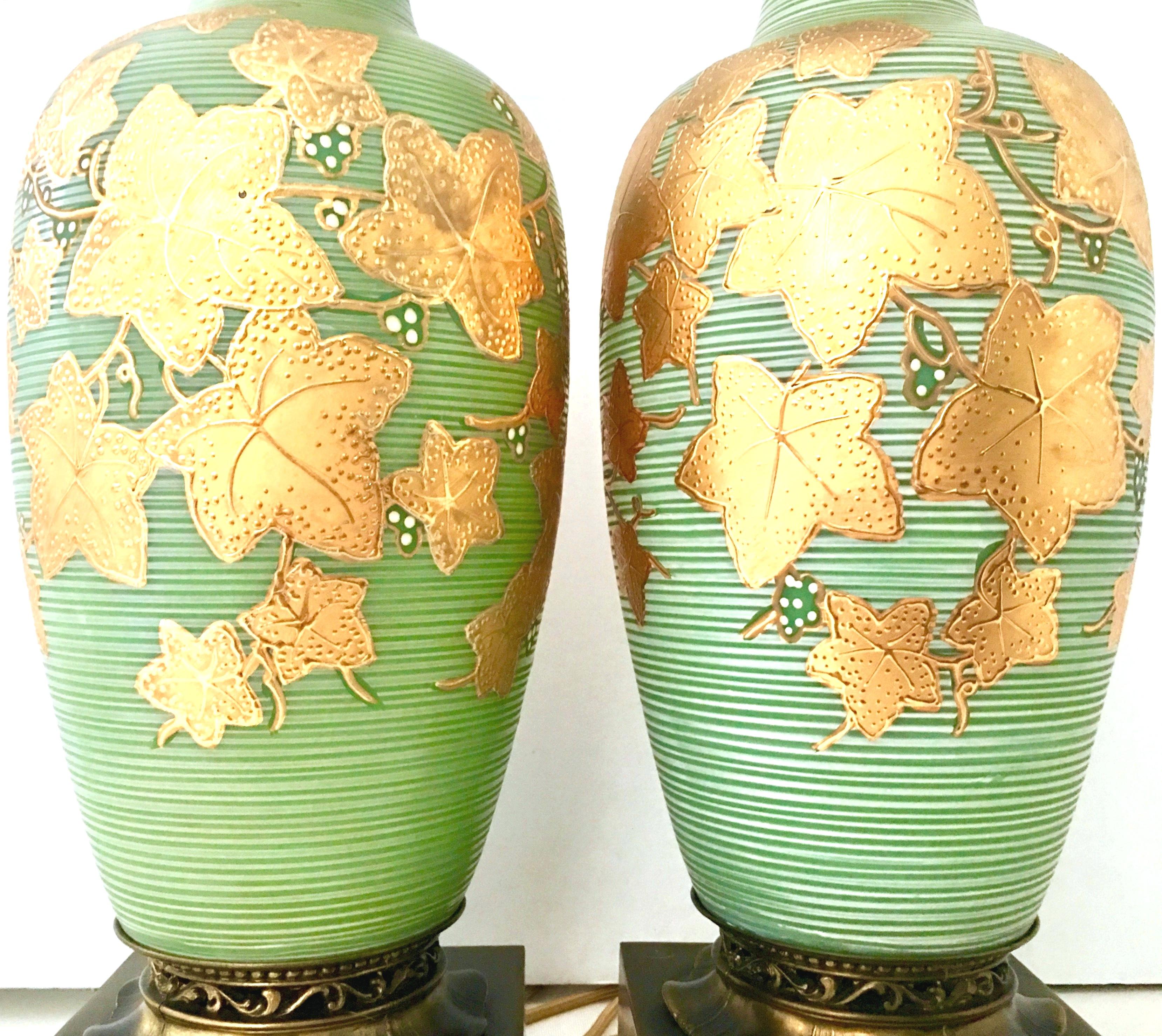 20. Jahrhundert Zwei italienische Tischlampen aus venezianischem Glas:: 22 Karat Gold und Bronze (Italienisch) im Angebot
