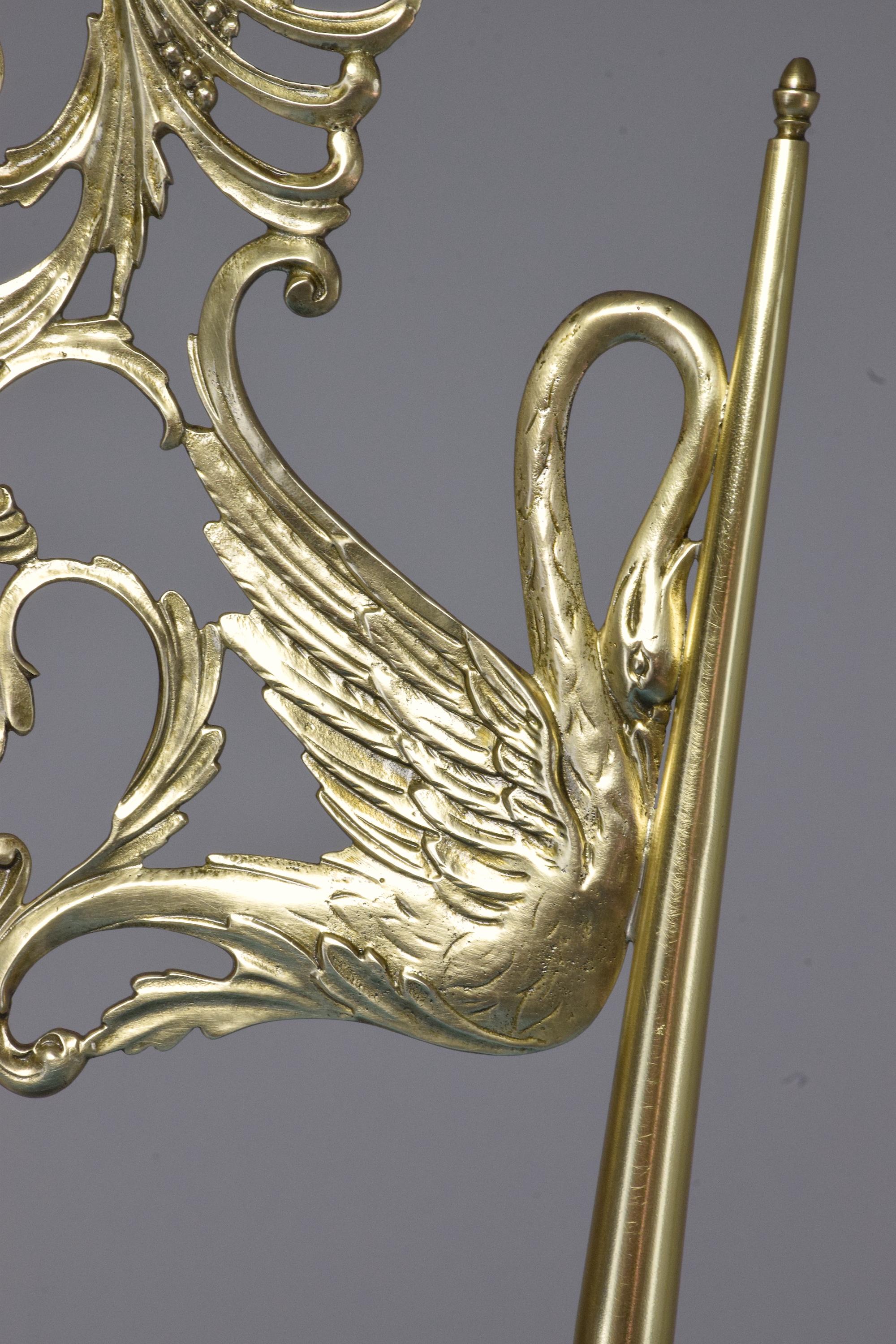 20th Century Pair of Italian Vintage Brass Velvet Swan Chairs, 1950s For Sale 14