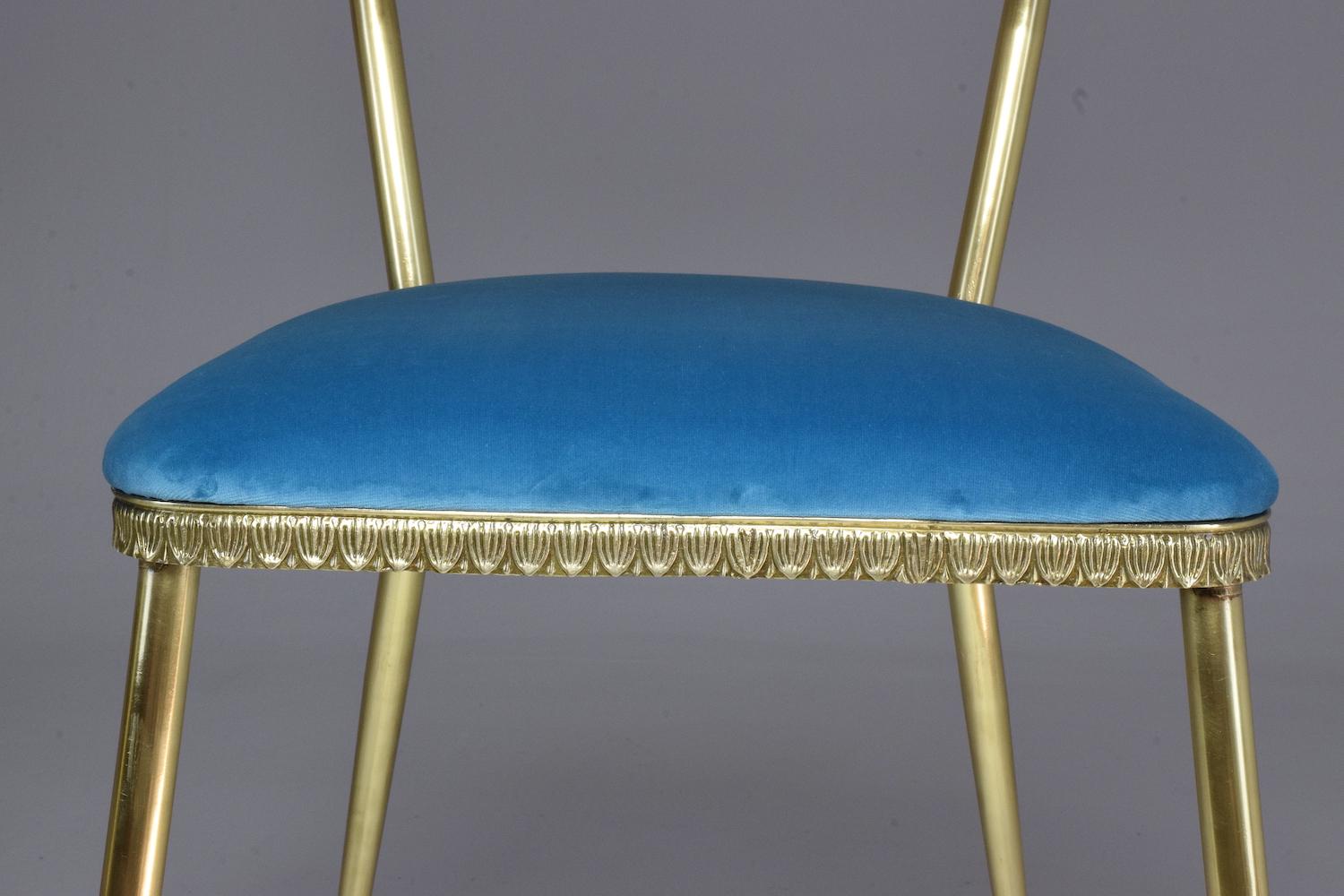 20th Century Pair of Italian Vintage Brass Velvet Swan Chairs, 1950s For Sale 11