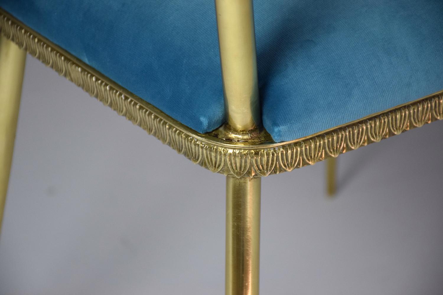 20th Century Pair of Italian Vintage Brass Velvet Swan Chairs, 1950s For Sale 15