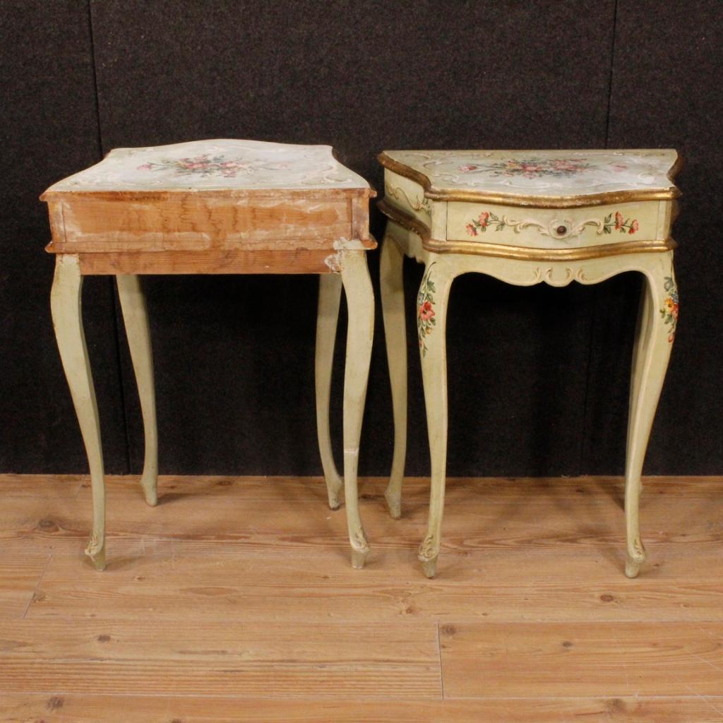20th Century Pair of Lacquered and Painted Wood Venetian Bedside Tables, 1960 2