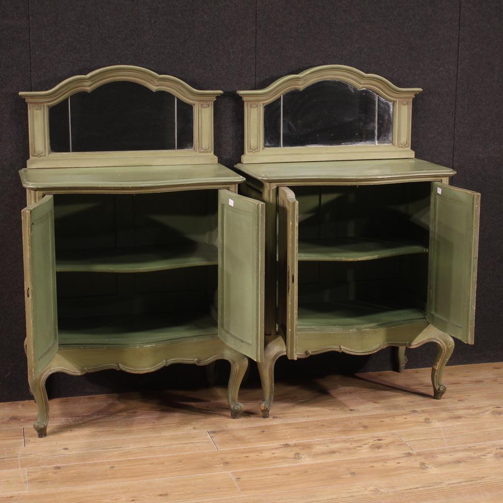 20th Century Pair of Lacquered Wood Italian Sideboards with Mirror, 1950 For Sale 4