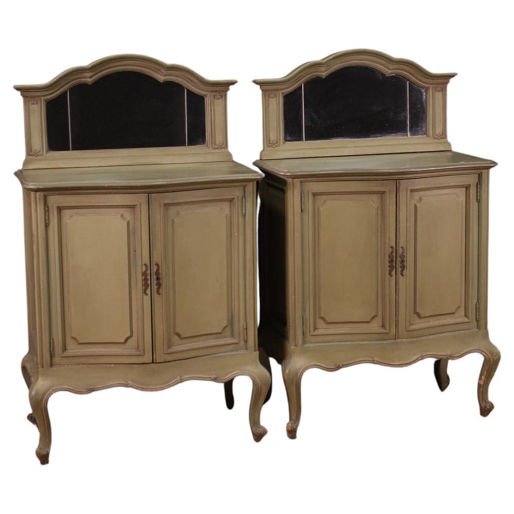 20th Century Pair of Lacquered Wood Italian Sideboards with Mirror, 1950 For Sale