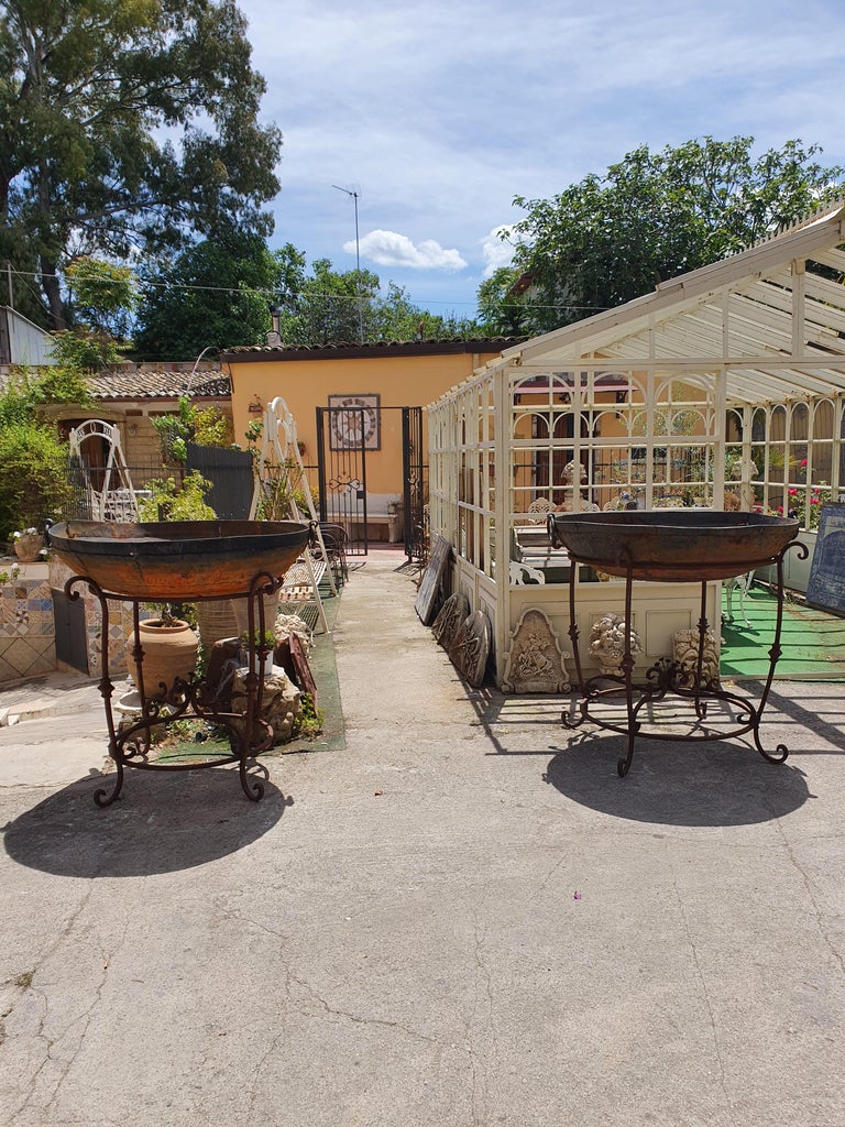 20th Century Pair of Large Iron Braziers For Sale at 1stDibs
