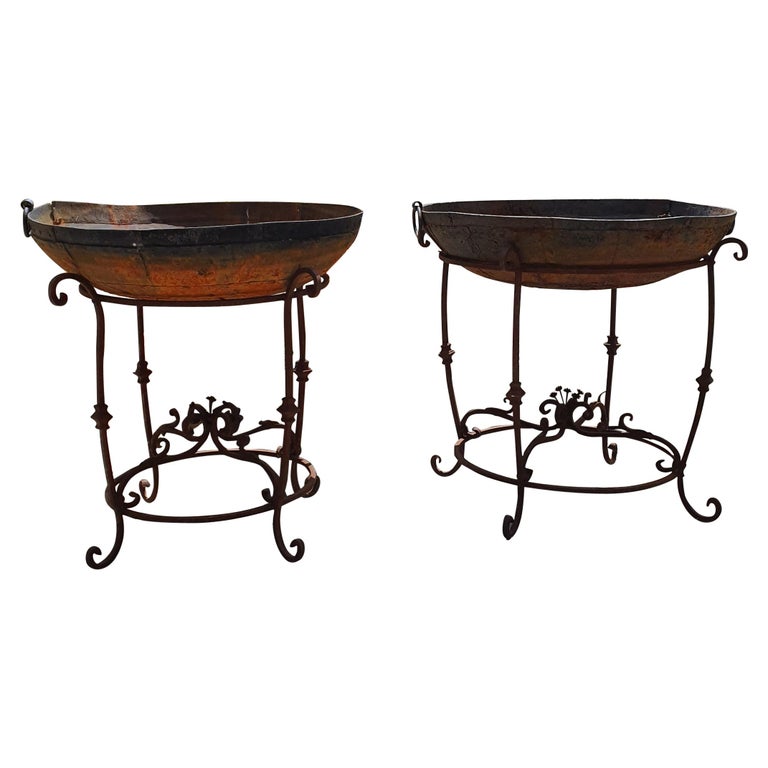 20th Century Pair of Large Iron Braziers For Sale at 1stDibs