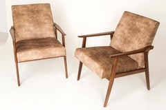 Paire de fauteuils lion en dante beige du XXe siècle, années 1960