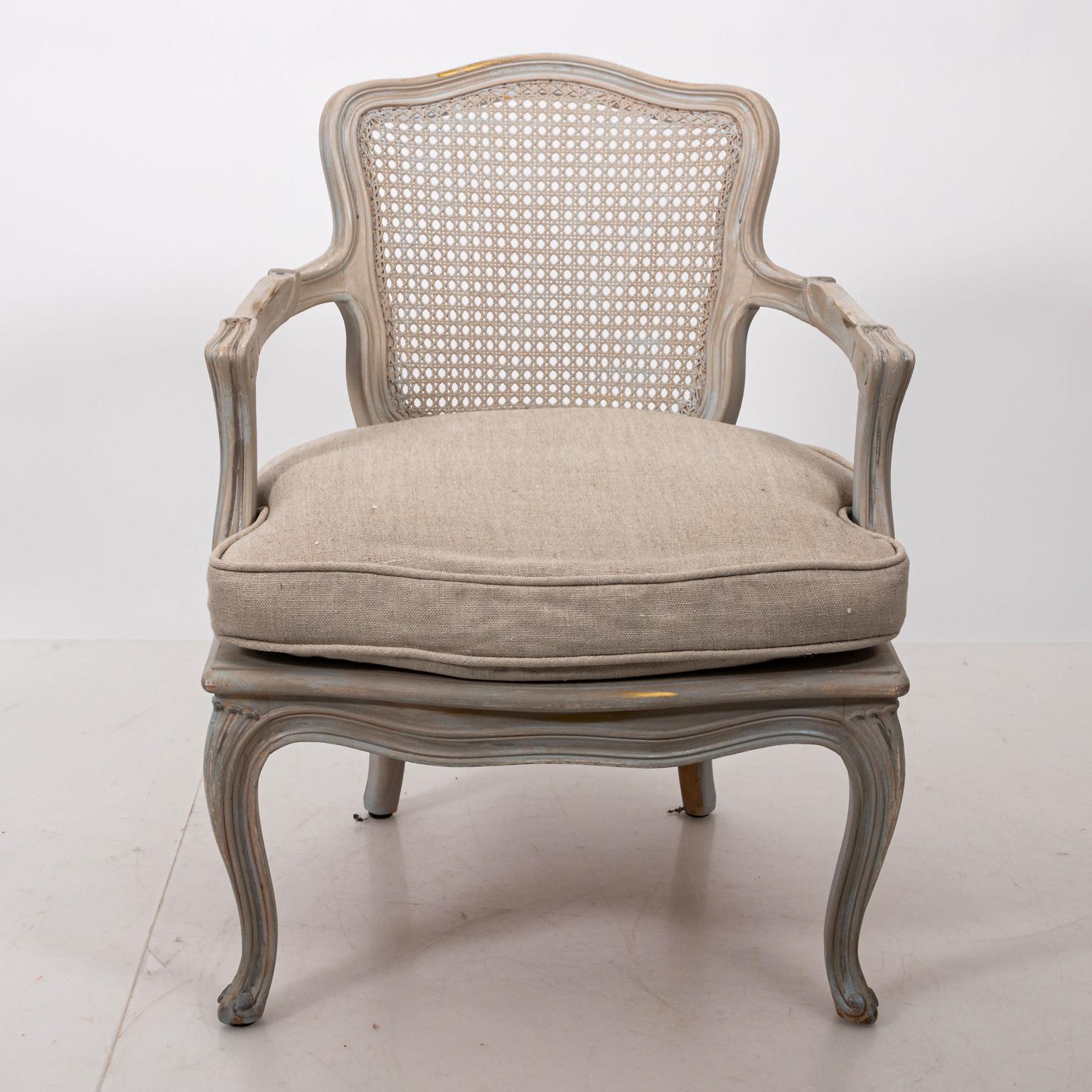 French 20th Century Pair of Louis XV Style Cane Back Armchairs For Sale
