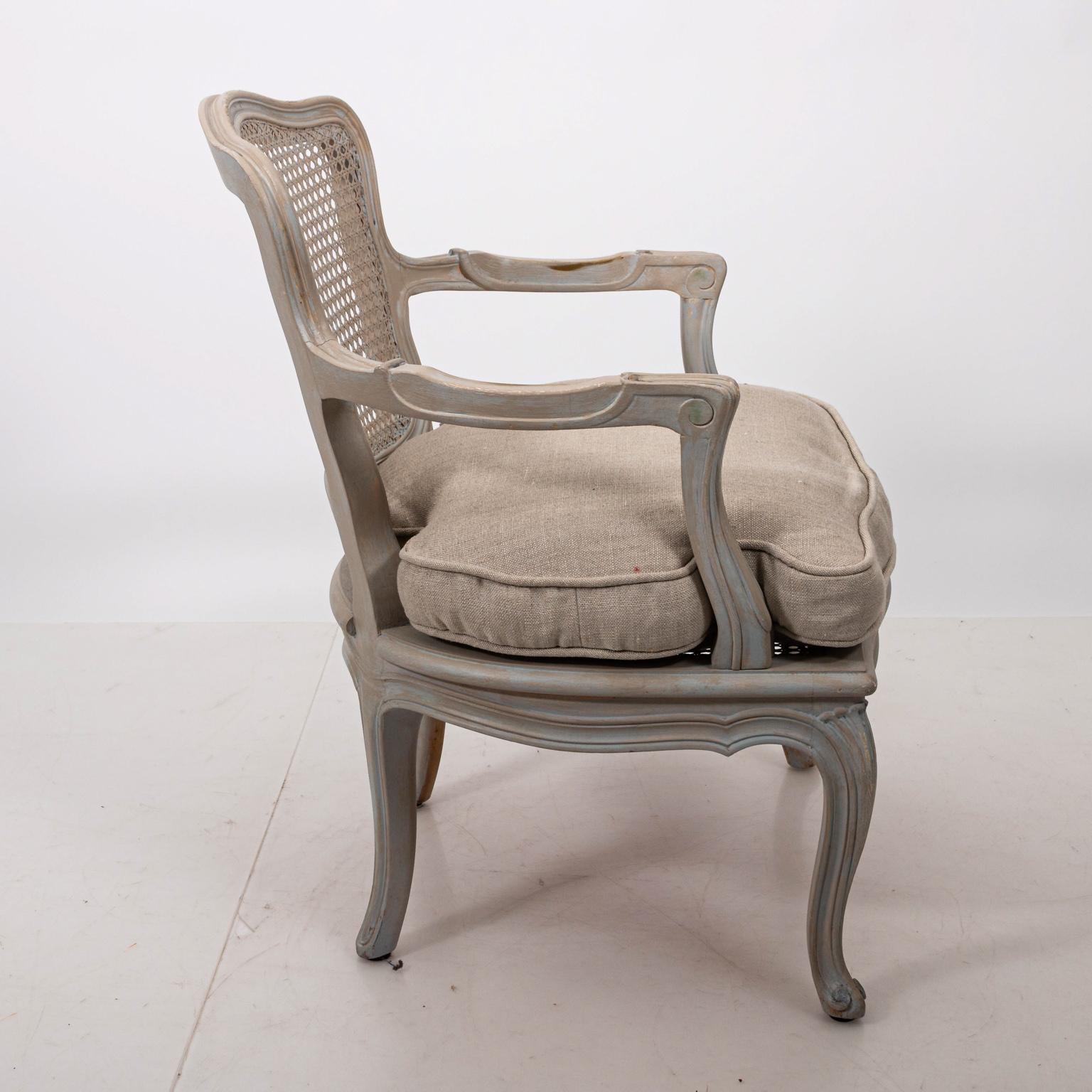 Mid-20th Century 20th Century Pair of Louis XV Style Cane Back Armchairs For Sale