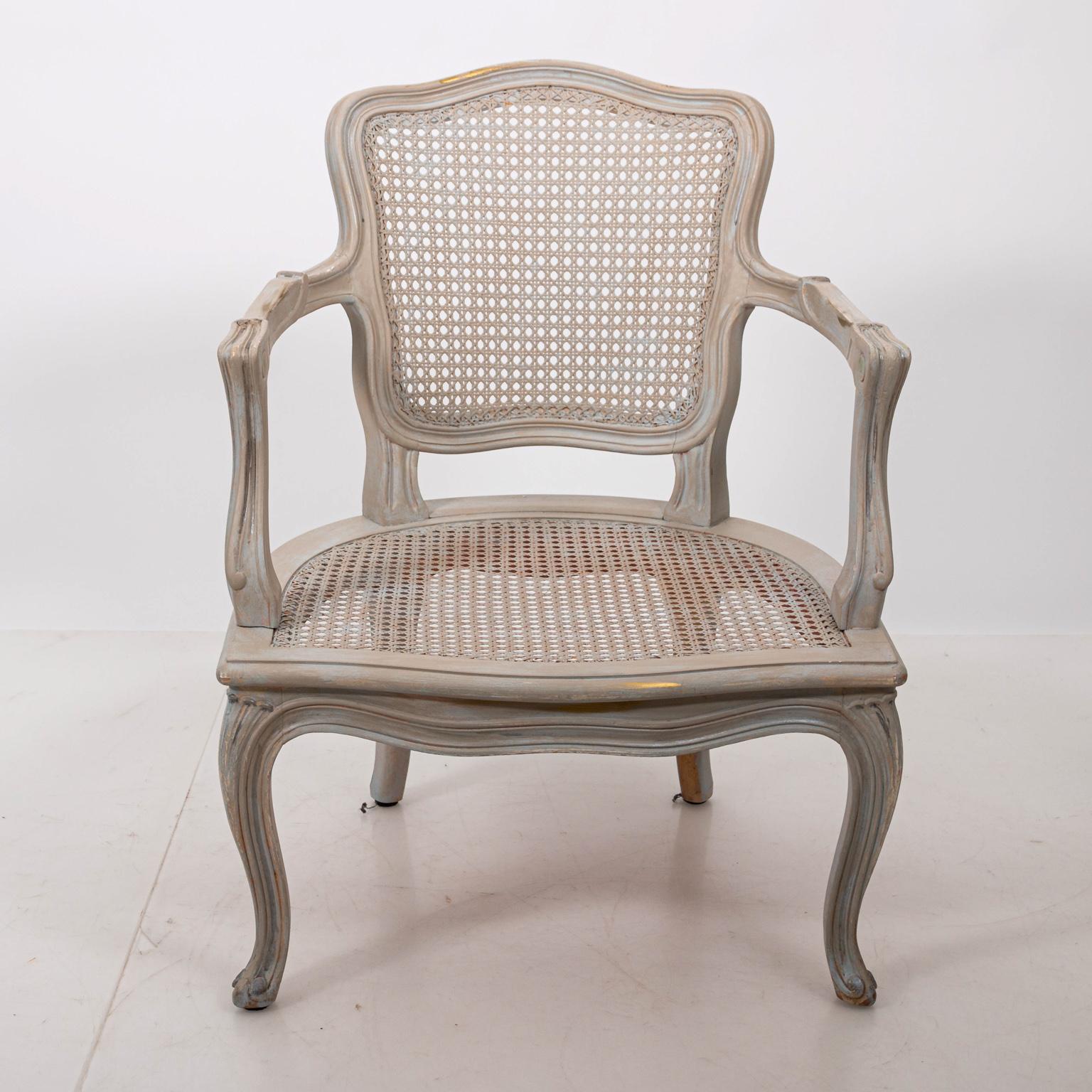 20th Century Pair of Louis XV Style Cane Back Armchairs For Sale 2