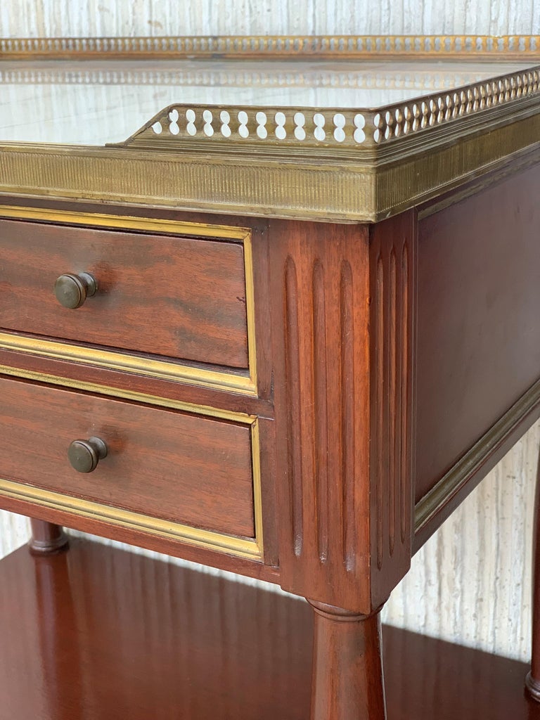 20th Century Pair of Louis XVI Style MarbleTop, Bronze and Walnut