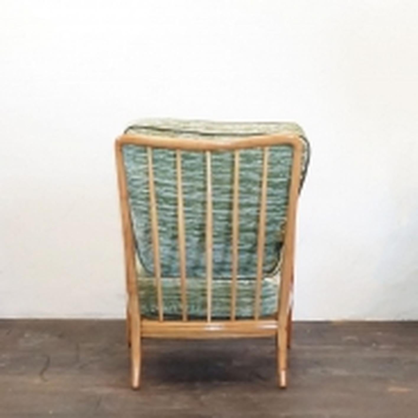 Fabric 20th Century Italian Pair of Walnut Lounge Chairs by Paolo Buffa