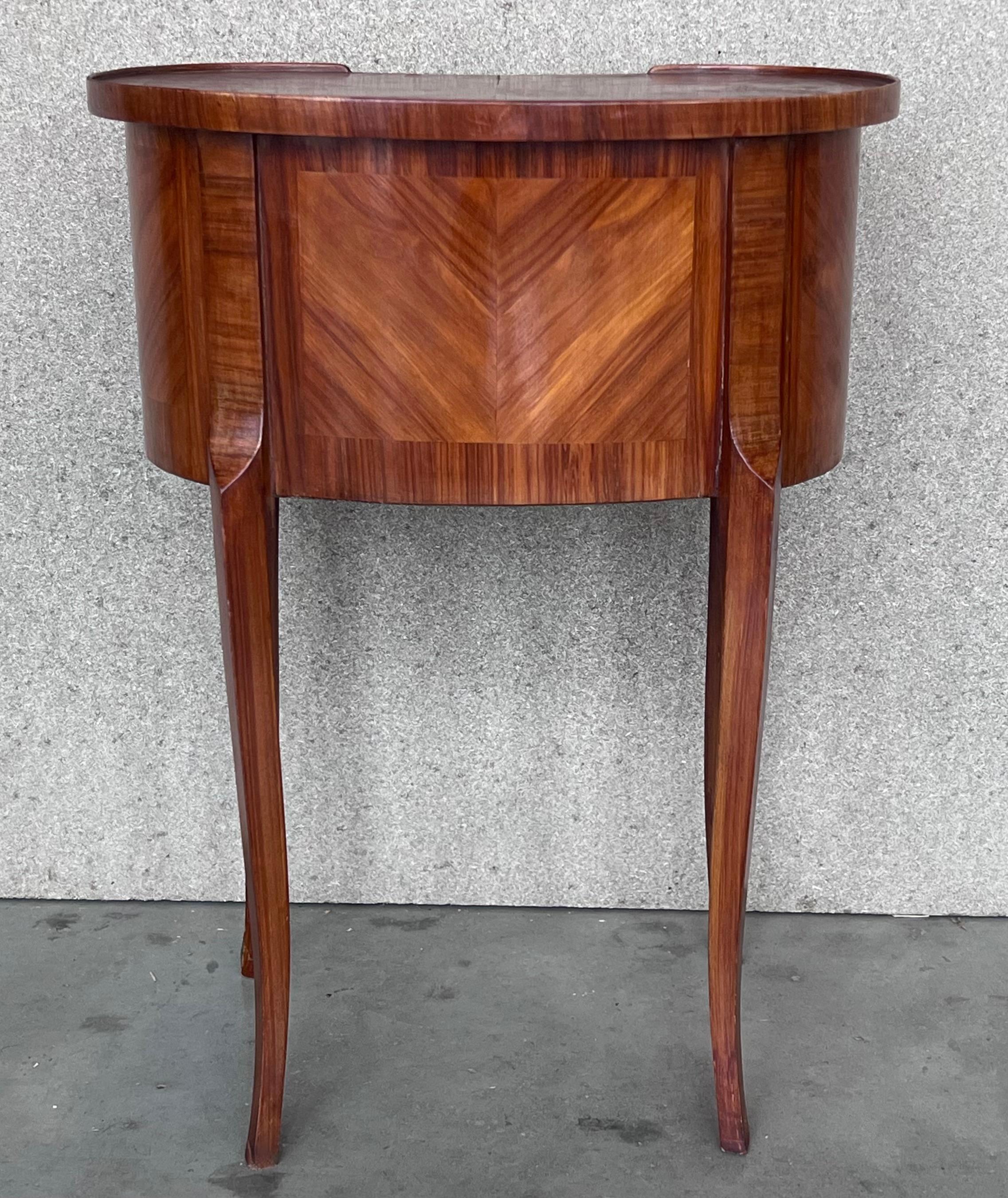 20th Century Pair of Mahogany Nightstands with Kidney Shape and Two Drawers 2