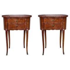 20th Century Pair of Mahogany Nightstands with Kidney Shape and Two Drawers