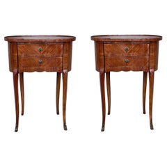 20th Century Pair of Mahogany Nightstands with Kidney Shape and Two Drawers