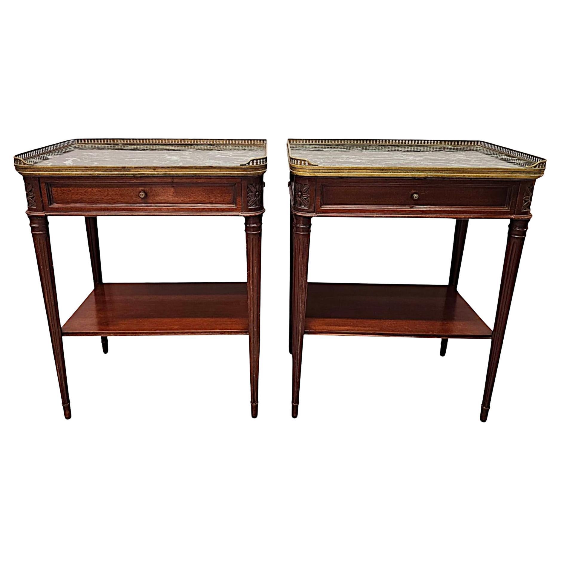 20th Century Pair of Marble Top Sofa or Bedside Tables