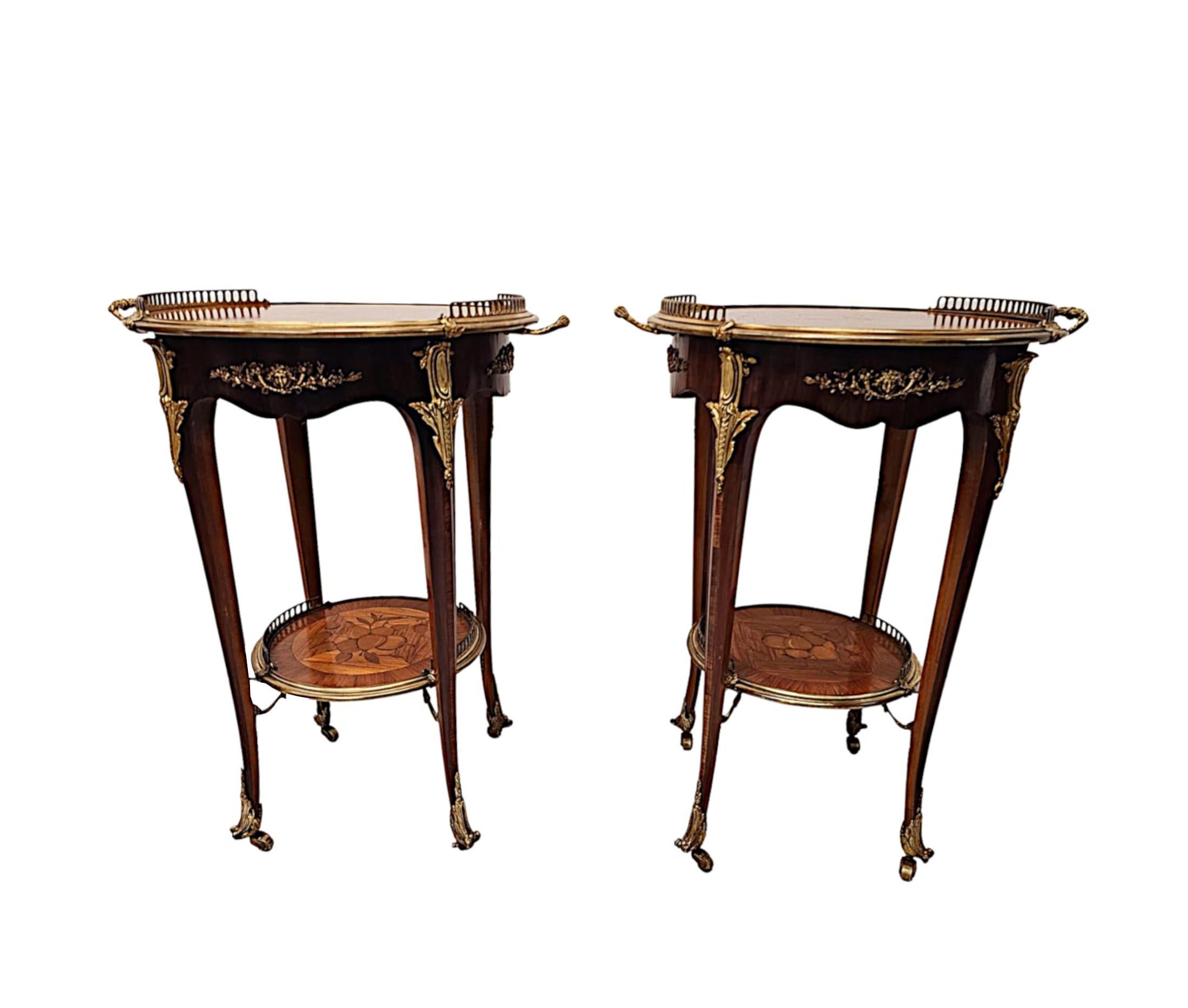 20th Century Pair of Marquetry Inlaid Occasional Tables with Ormolu Mounts In Good Condition For Sale In Dublin, IE